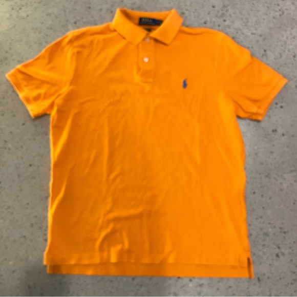 RALPH LAUREN POLO Pique Polo Classic Fit US M Tangerine Orange - Picture 3 of 9